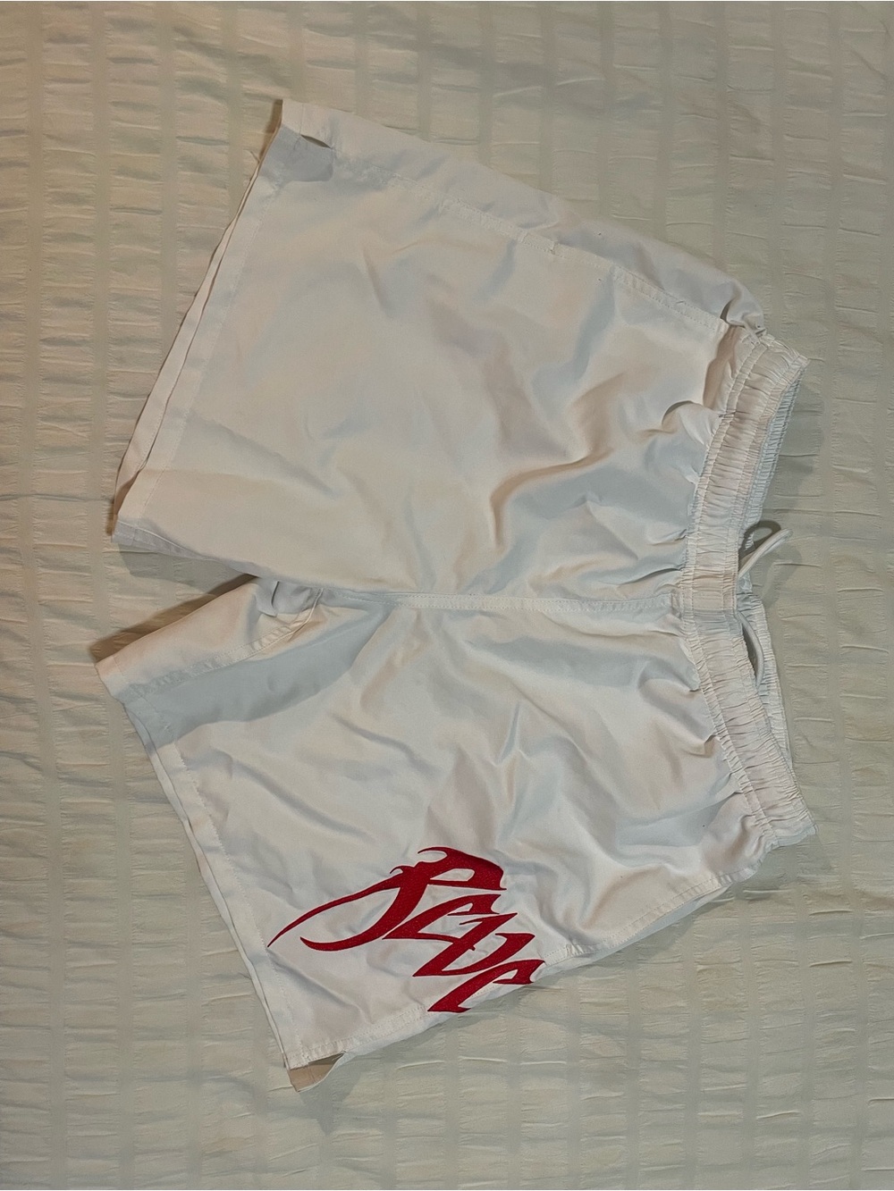 Revenge Clothing White Athletic Shorts with Red Logo S